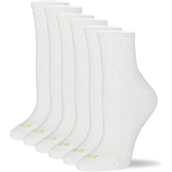 ✨ Hue Mini Crew Socks Women White 6 Pair Pack Comfort Super-Soft Cotton Socks - Picture 1 of 2